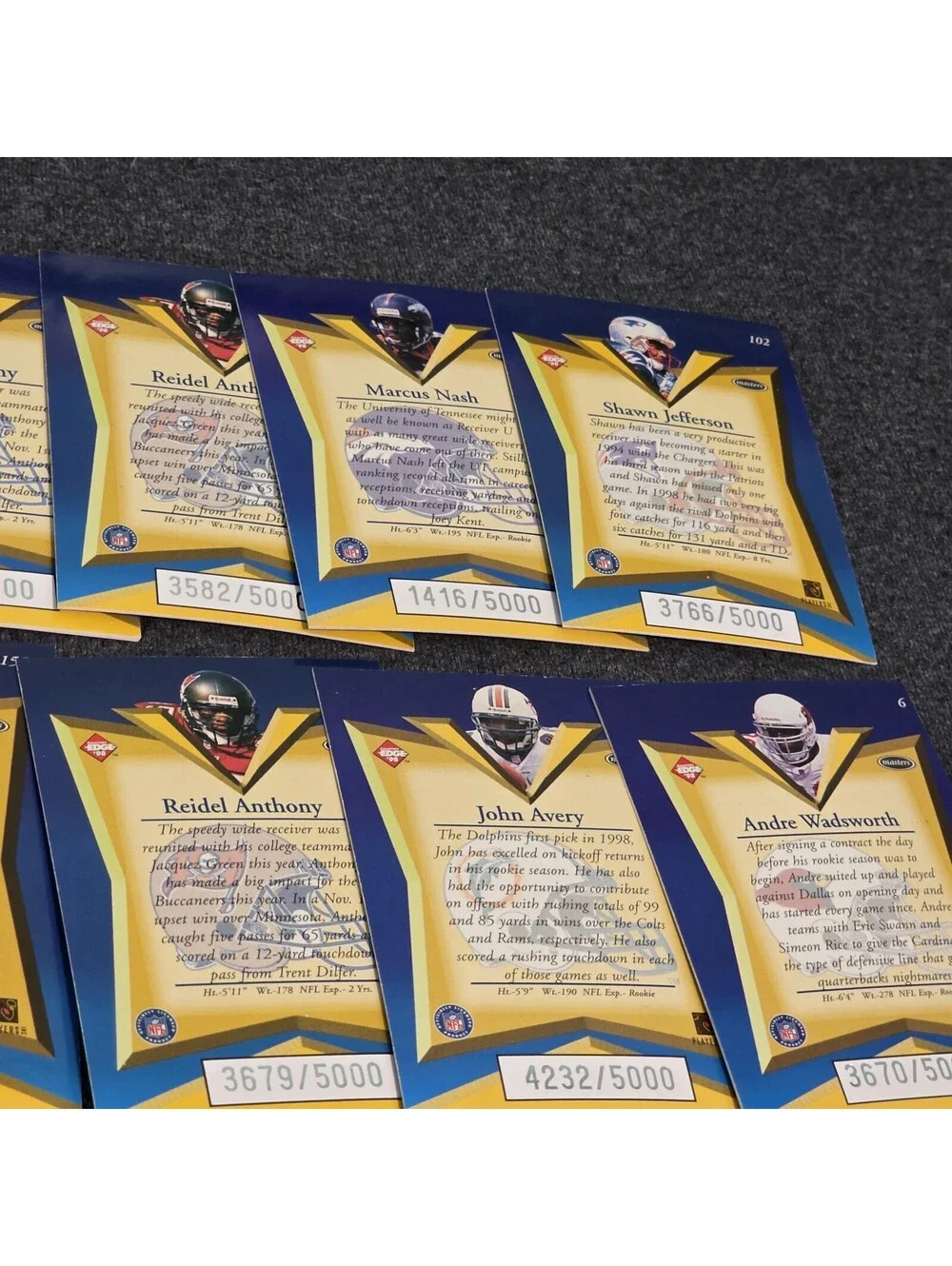 34 Card Lot 1998 Collector's Edge Masters All #/5000 NFL Football